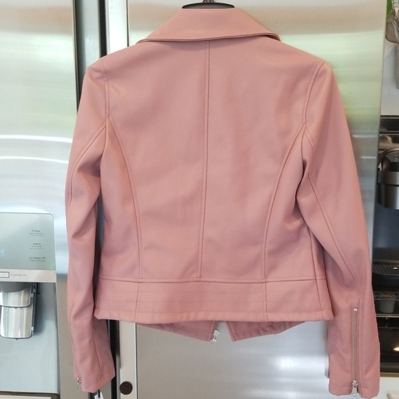 💕HALOGEN💕 Dusty Rose Faux Leather Moto Jacket S - Picture 7 of 7
